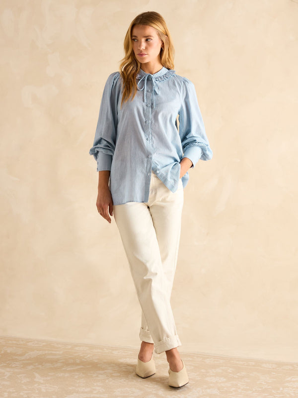 Joules Harper Check Cotton Tie Blouse