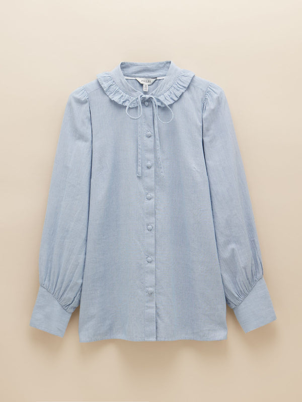Joules Harper Check Cotton Tie Blouse