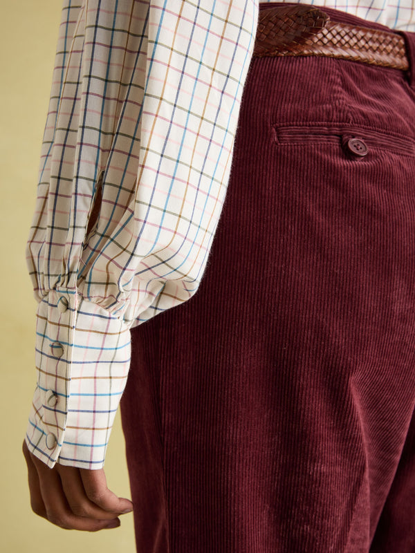 Joules Harper Check Cotton Tie Blouse