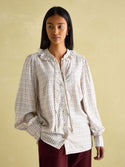 Joules Harper Check Cotton Tie Blouse