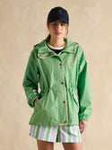 Joules Holt Green Waterproof Packable Raincoat with Hood