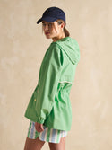 Joules Holt Green Waterproof Packable Raincoat with Hood