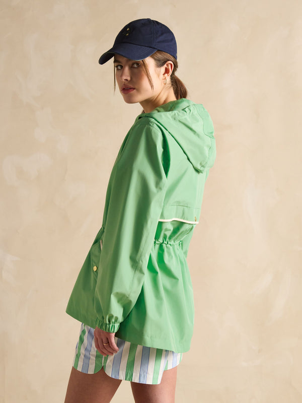 Joules Holt Green Waterproof Packable Raincoat with Hood