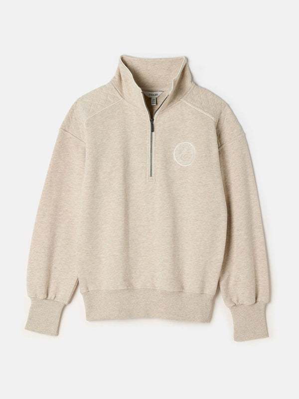 Joules Racquet Pink Cotton Marl Half Zip Sweatshirt