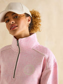 Joules Racquet Pink Cotton Marl Half Zip Sweatshirt