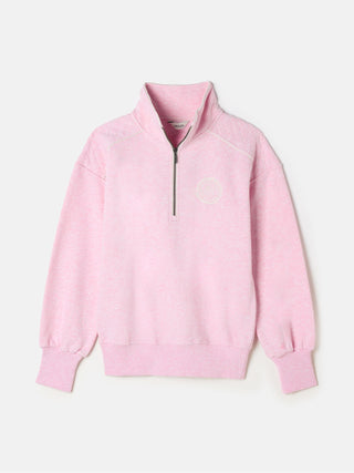 Joules Racquet Pink Cotton Marl Half Zip Sweatshirt