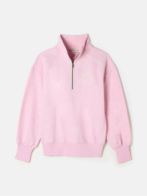 Joules Racquet Pink Cotton Marl Half Zip Sweatshirt
