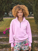 Joules Racquet Pink Cotton Marl Half Zip Sweatshirt