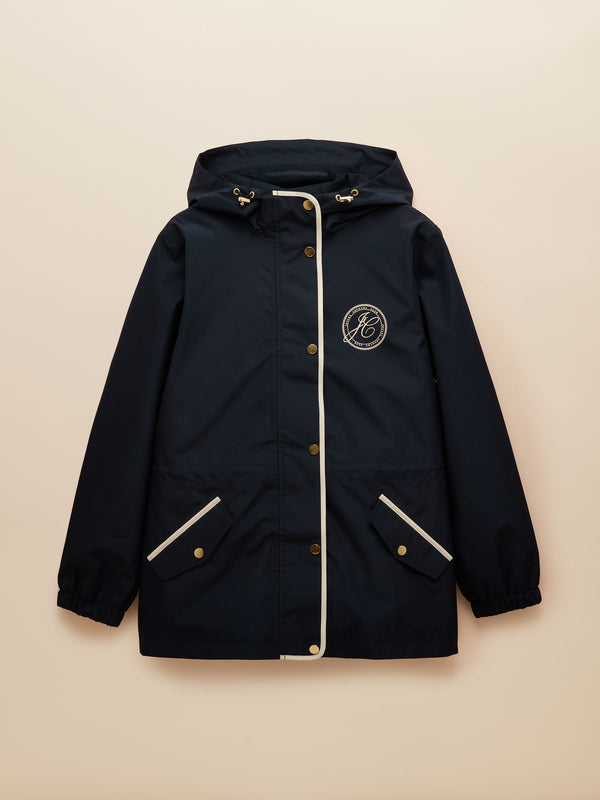 Joules Holt Green Waterproof Packable Raincoat with Hood
