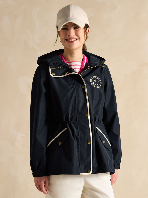 Joules Holt Green Waterproof Packable Raincoat with Hood