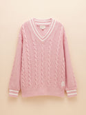 Joules Dibbly Blue Cotton Cable Knit Cricket Jumper