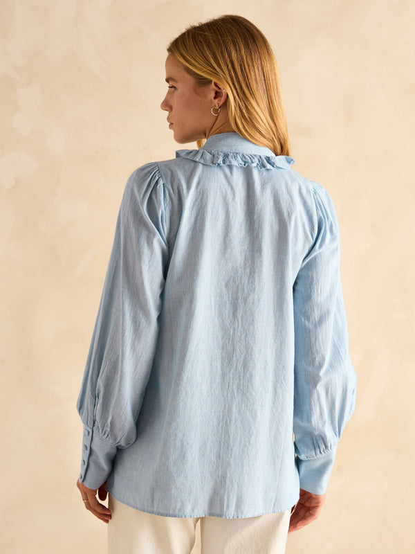 Joules Harper Check Cotton Tie Blouse