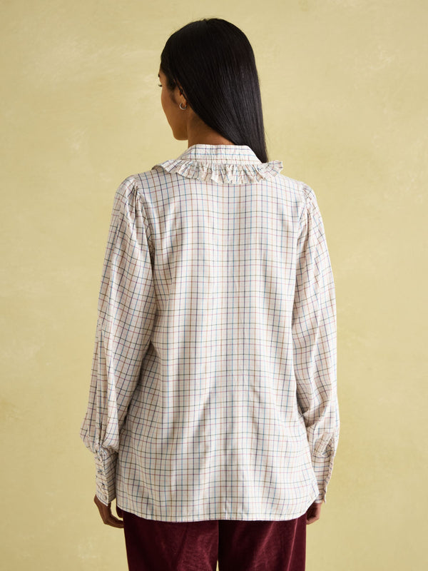 Joules Harper Check Pussybow Tie Blouse