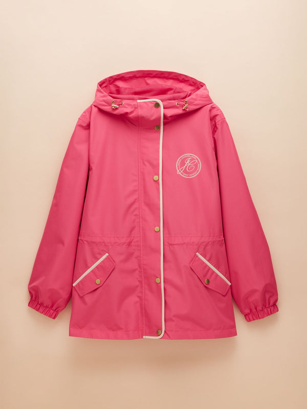 Joules Holt Green Waterproof Packable Raincoat with Hood