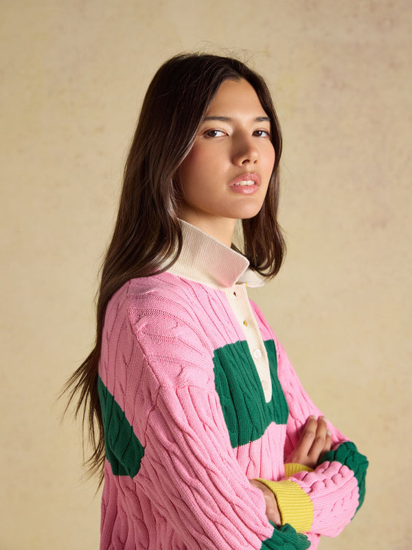 Joules Cable Knit Rugby Jumper