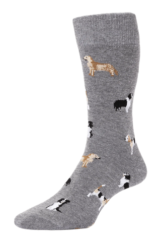 HJ Hall HJ67 Country Dog Motif Cotton Socks
