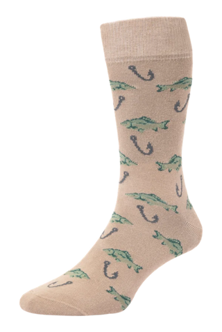 HJ Hall HJ406 Fishing Motif Cotton Socks