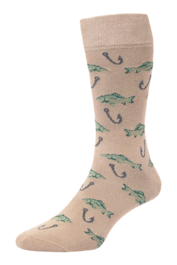 HJ Hall HJ406 Fishing Motif Cotton Socks