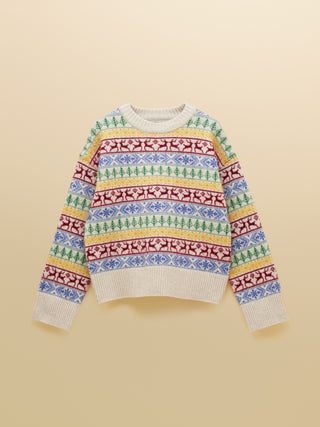 Joules Christmas Fair Isle Crew Neck Jumper