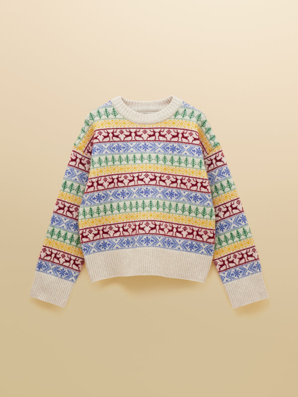 Joules Christmas Fair Isle Crew Neck Jumper