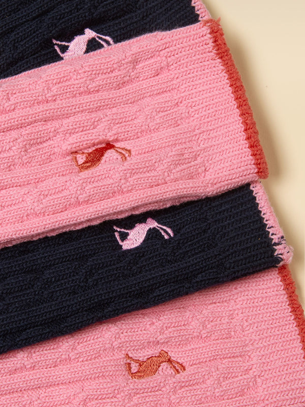 Joules Cable Knit Socks 2 Pack