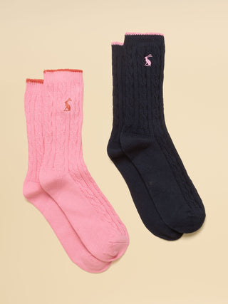 Joules Cable Knit Socks 2 Pack