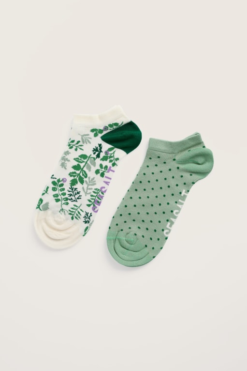 Seasalty 2Pk Womens Bamboo Arty Trainer socks